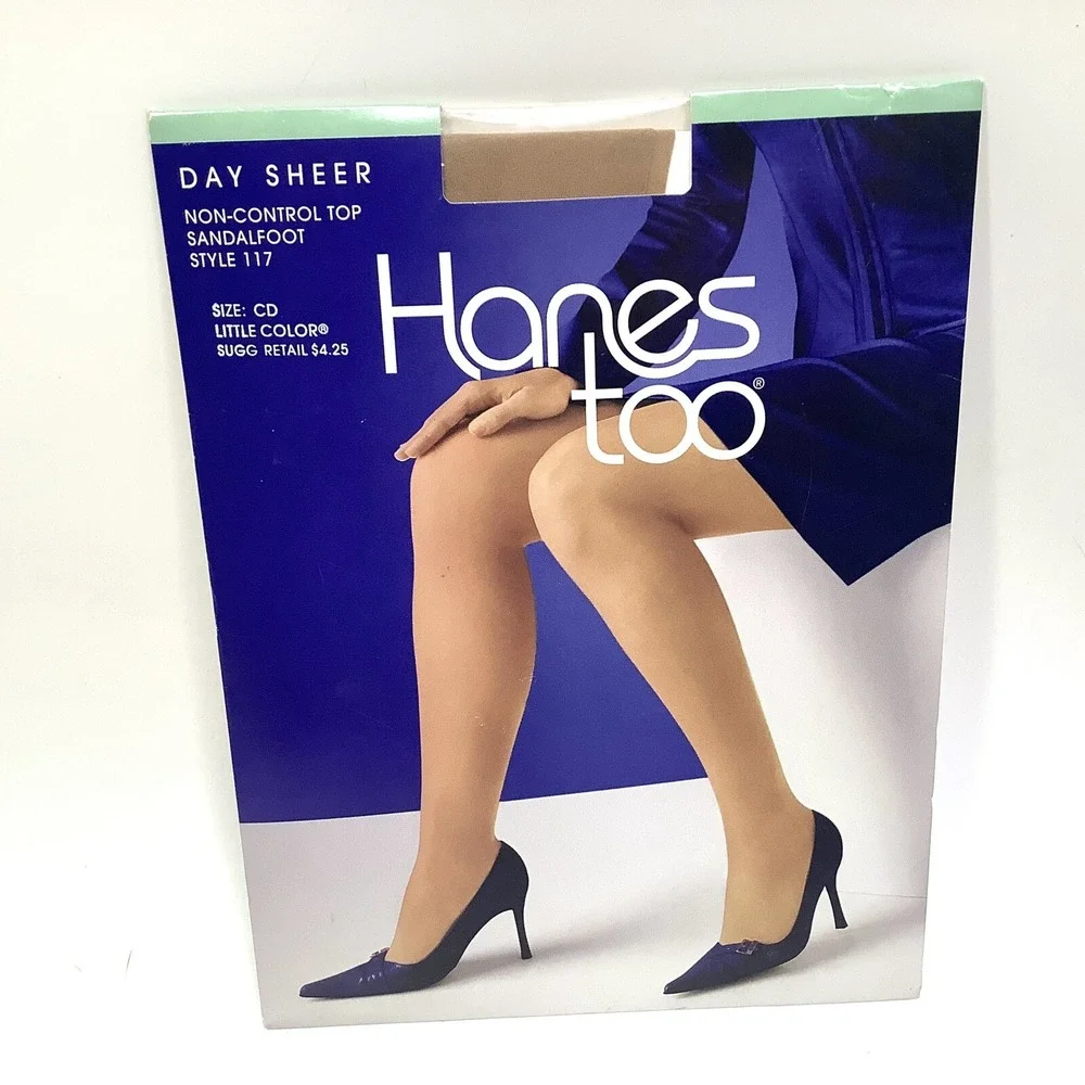 Hanes Too Day Sheer Pantyhose Size CD Non Control Top‎ Sandalfoot Style 117 USA